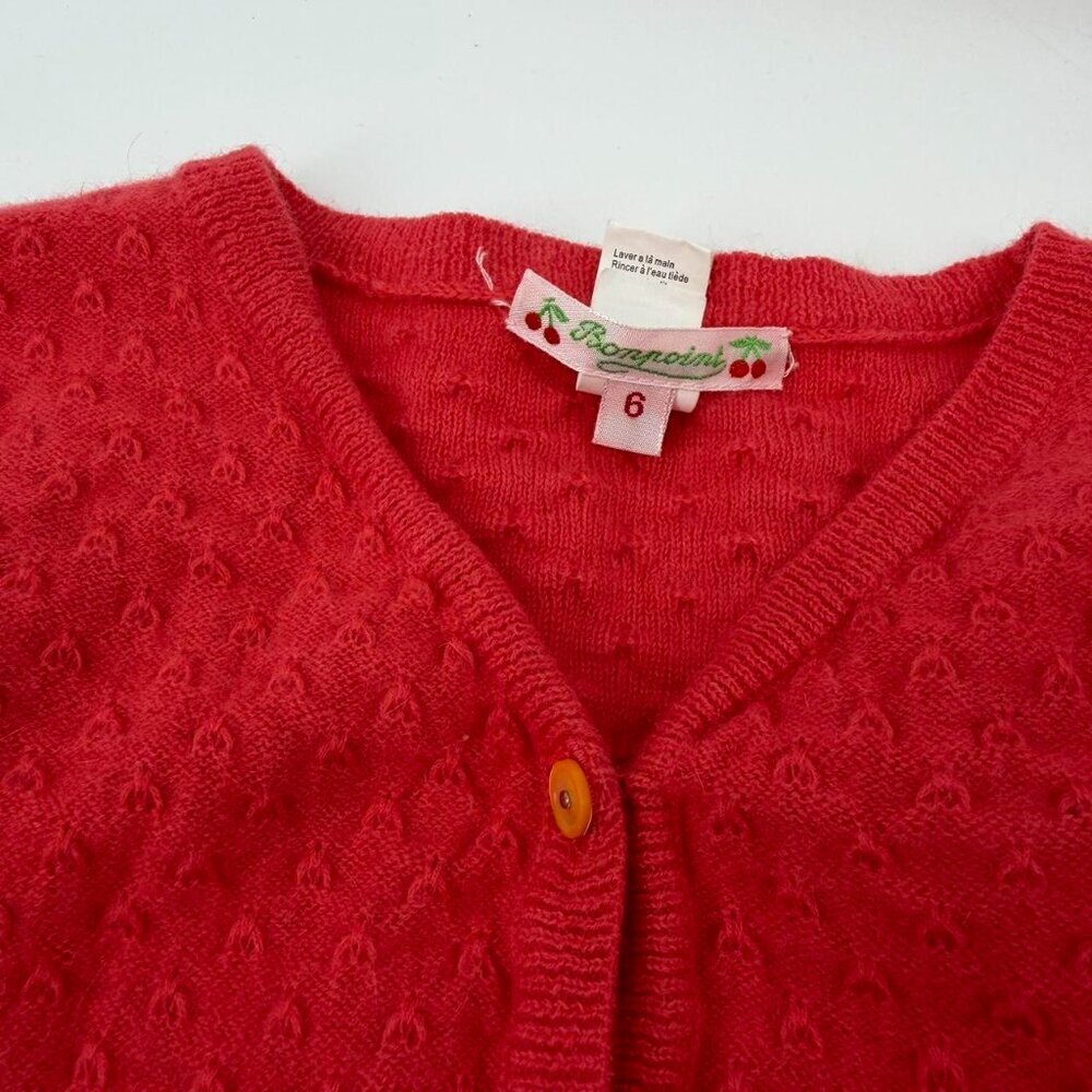 Bonpoint Girls Red Cardigan Sweater - Size 6 - Picture 2 of 3